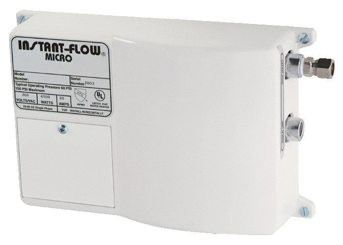 CHRONOMITE M-30/240: 0.65 GPM ACTIVATION, 240 VOLT, 1 PHASE, 7.20 KW, 30 AMPS, INSTANT-FLOW ELECTRIC TANKLESS WATER HEATER, DIGITAL MICROPROCESSOR (10 AWG WIRE)